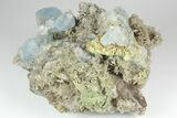 Blue Stepped Fluorite Crystals on Smoky Quartz With Chalcopyrite #186059-2